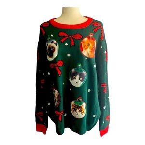NWT-PARTY SWEATER DEC 25th-THE PURRFECT UGLY CHRISTMAS SWEATER-SIZE 2X